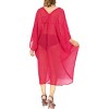 LA LEELA Women's Open Front Beach Solid Sheer Button Down Duster Swimsuit Cover up Casual Summer Duster Beachwear Cardigans for Women - 4 of 4