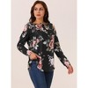Seta T Women's Loose Fit Long Sleeve Casual Floral Printed Henley V Neck Tunic Tops - 2 of 4