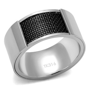 Slickblue Silver and Black Stainless Steel Band Ring for Men with Jet Epoxy, Size 8-13 - 1 of 4