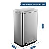 COZONY Stainless Steel Trash Can with Soft Close Lid, Step On Garbage Bin for Kitchen Bathroom and Office - 2 of 4