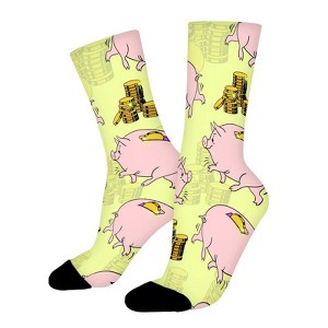 Piggy Bank Women Printed Crew Socks Funny Funky Socks Soft Polyester Novelty Gifts for Artists Men - 1 of 1