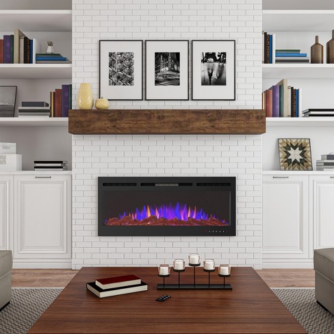 50 Electric Fireplace-front Vent, Wall Mount Or Recessed-3 Color Led  Flame?log, Pebbles u0026 Crystal, Touch Screen, Remote Control By Northwest  (black) : Target