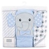 Hudson Baby Infant Boy Cotton Rich Hooded Towels, White Dots Gray Elephant, One Size - 2 of 4