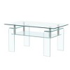 Tempered Clear Glass Coffee Table, Modern Glass Coffee Table for Living Room, 2-Tier Storage Center Coffee Table - 3 of 4
