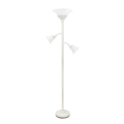 3 Light Floor Lamp with Scalloped Glass Shade White - Elegant Designs