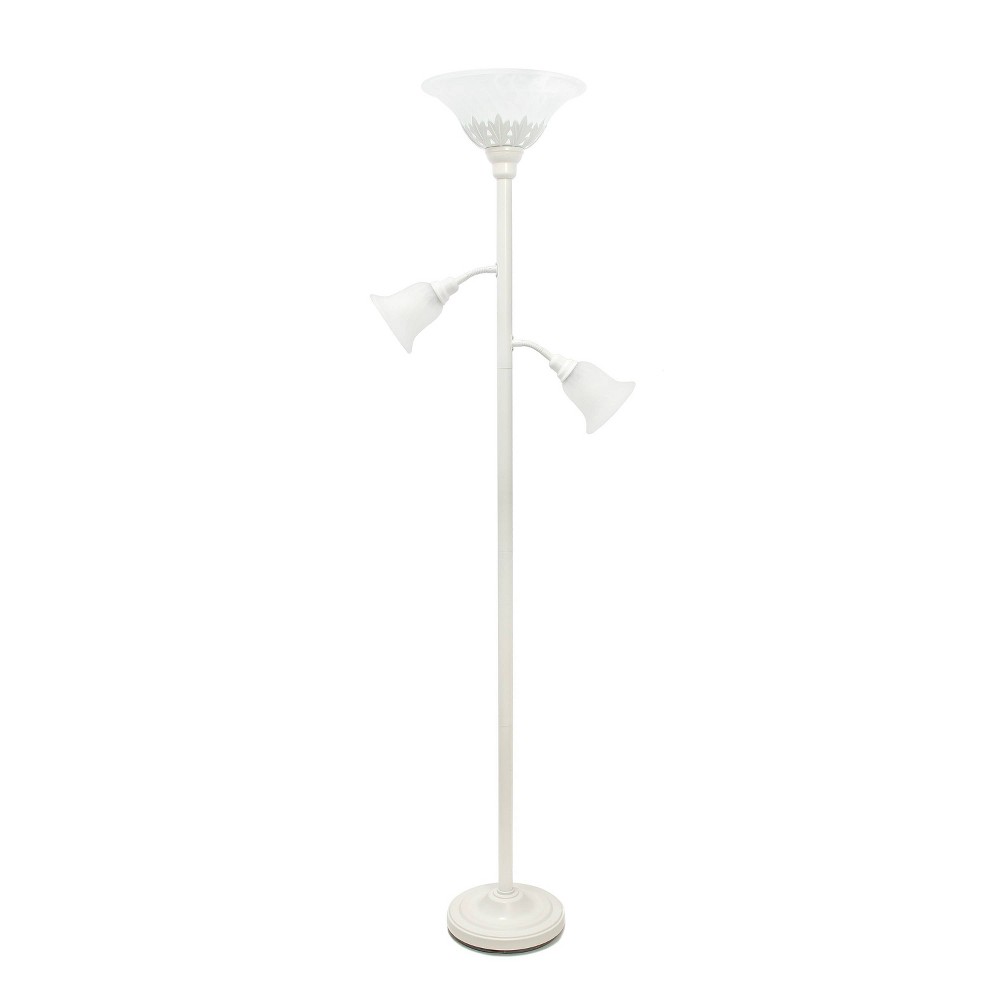 Photos - Floodlight / Garden Lamps 3-Light Floor Lamp with Scalloped Glass Shade White - Elegant Designs