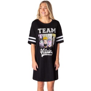 Disney Villains Womens' Ursula Maleficent Nightgown Pajama Shirt Dress Black - 1 of 4
