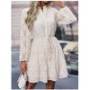 Women's Elegant Vintage - Style Lace Long - Sleeve Dress, Button - Down Party & Date Night Dress with Tiered Skirt - 2 of 3