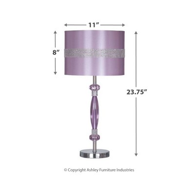 Nyssa 24" Purple and Silver Table Lamp with Rhinestone Accents