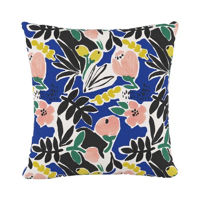 Cobalt Floral Throw Pillow - Skyline Furniture