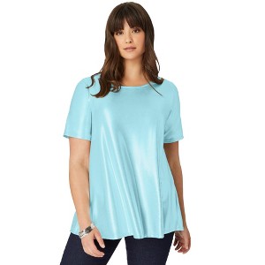 Roaman's Women's Plus Size Metallic Swing Tee - 1 of 4