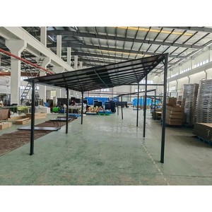 COZONY Wall-Mounted Lean-to Gazebo, Galvanized Steel Hardtop Canopy with Sliding Netting & Curtains - 1 of 4