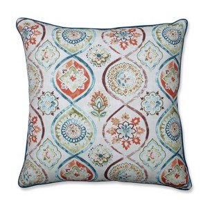 Madrid Pottery Oversize Square Floor Pillow Blue - Pillow Perfect, Orange Green Blue