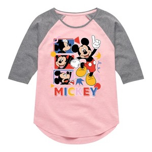 Girls' - Disney - Mickey Tribute Panels Shirt Tail Raglan Graphic T-shirt - 1 of 4