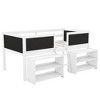 TIRAMISUBEST Twin Size Low Loft Bed with 2 Movable Shelves and Ladder, Wooden Loft Bedframe with Decorative Guardrail Chalkboard - 3 of 4