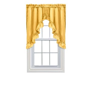 Ellis Stacey 1.5" Rod Pocket High Quality Fabric Solid Color Window Ruffled Swag 60"x38" Yellow - 1 of 4