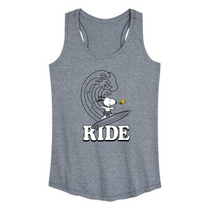 Women's - Peanuts - Snoopy's Wave Ride Graphic Racerback Tank - 1 of 4