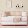 Homhougo Twin Daybed with Trundle, Metal Twin Size Daybed with Pullout Trundle 6 Casters, Steel Slat Support Sofa Bed, No Box Spring Needed - 3 of 4