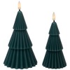 Northlight Ribbed Flickering LED Flameless Christmas Tree Wax Candles - 6" - Green - Set of 2 - 4 of 4