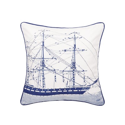 C&F Home 18" x 18" Ship With Ropes Printed and Embellished Throw Pillow