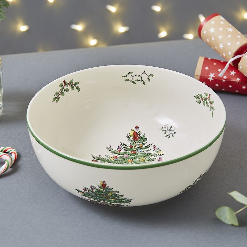 Spode Christmas Tree 9 Inch Serving Bowl for Serving Pasta, Salad, Fruit and Side Dishes, Made of Earthenware, 5 of 9