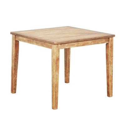 Lifestorey Carmen Dining Table Beige : 4-Seat Square MDF Top, Wood Frame, Non-Extension