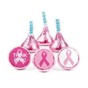 324ct Breast Cancer Awareness Stickers for Hershey's Kisses, Mints, or Peanut Butter Cup Mini (324 pack) - Think Pink - By Just Candy - 1 of 2