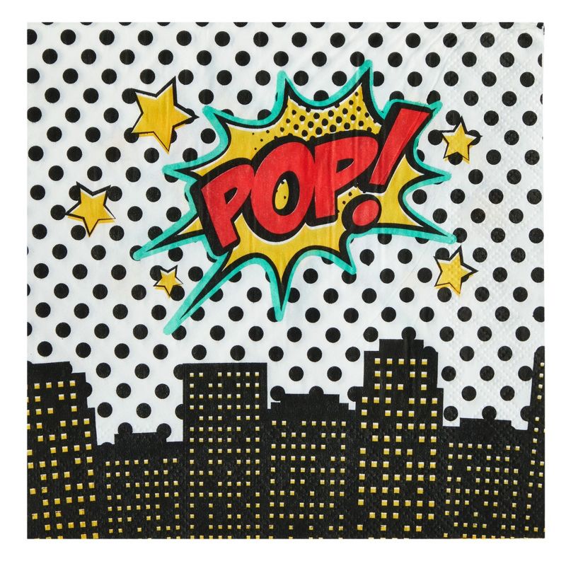Blue Panda 108 Piece Superhero-Themed Birthday Party Supplies with Comic Book Party Plates, Napkins, and Cups for Baby Shower, Serves 36, 4 of 8