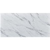 Landon 47inCoffee Table with Glass White Marble Texture Top and Bent Wood Design - 4 of 4