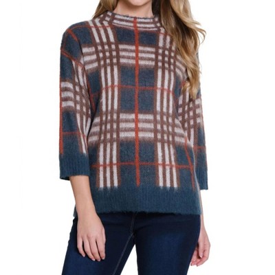 Women's Plaid Mock Neck Sweater - Multiples