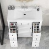 CSBDHome 36" White Bathroom Vanity with Sink, Solid Wood Cabinet and 6 Drawers - 2 of 4