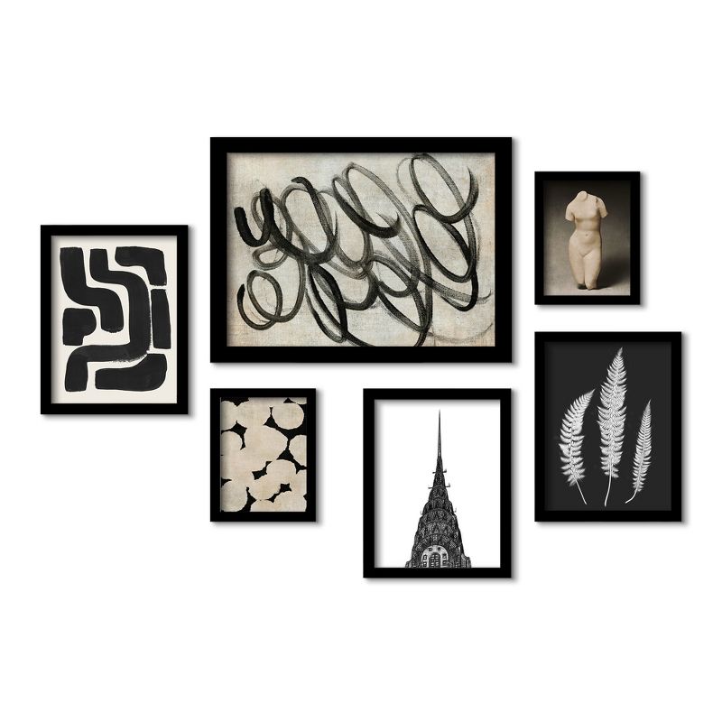 Americanflat Vintage (Set Of 6) Framed Prints Gallery Wall Art Set Monochromatic Ink Maze Building Scribble By, 2 of 5