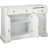 Kings Brand Furniture White Finish Wood Buffet Breakfront Cabinet Console Table With Storage, Drawers, Shelves - 3 of 4