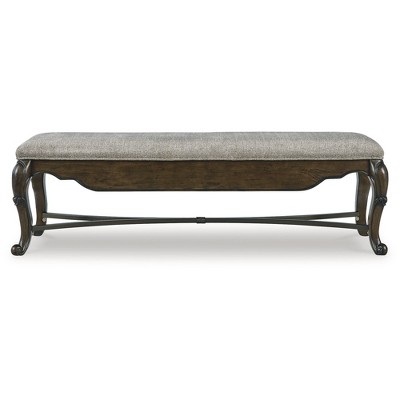 Maylee 63" Gray Upholstered Dining Bench with Drawer