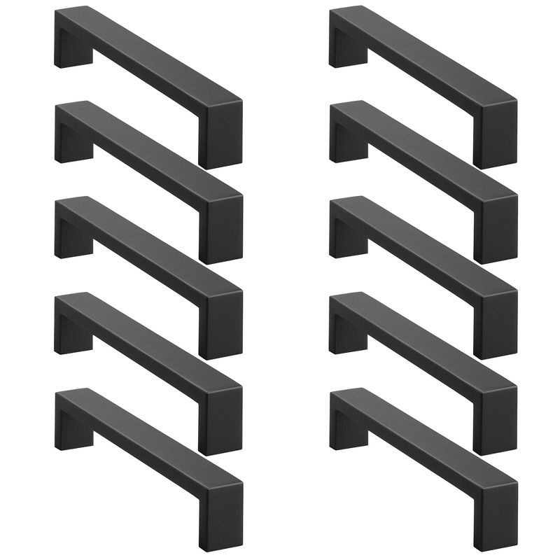 Cauldham Solid Stainless Steel Cabinet Hardware Square Pull Matte Black (6-1/4" Hole Centers) - 10 Pack, 3 of 8