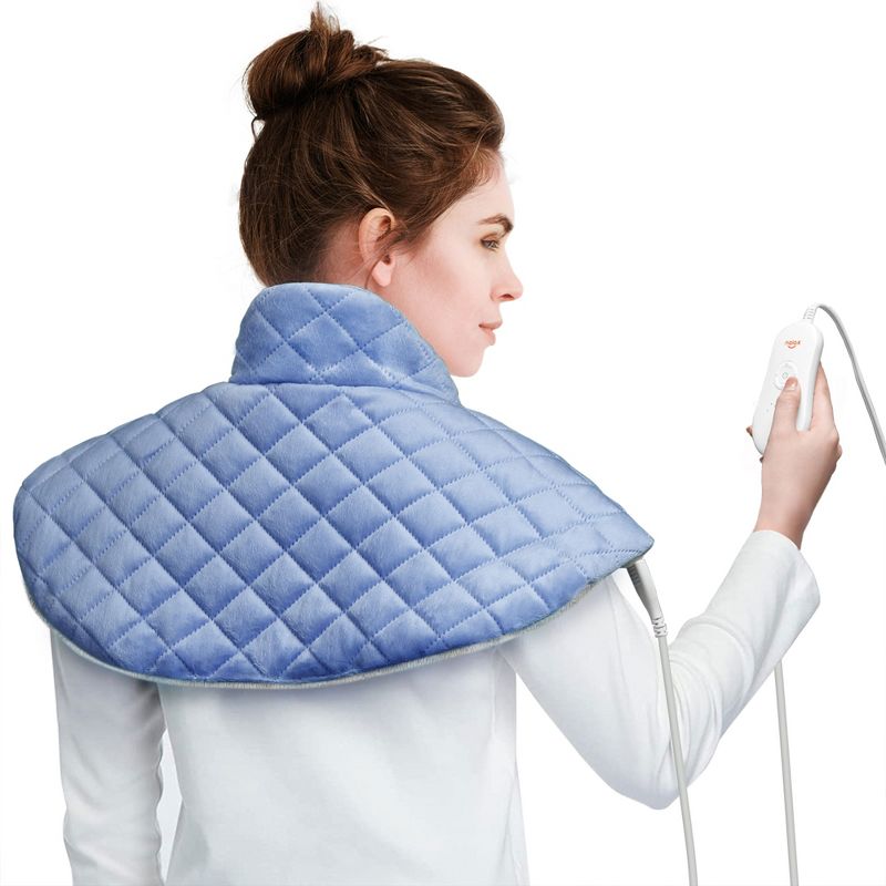 nalax Heating Pad for Neck and Shoulders Pain Relief, 22 x 24 Inches Extra Large Size Heating Pad w/6 Heating Levels, 2 Hours Auto-Off, Light Purple, 2 of 7