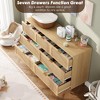 Rattan 7 Drawer Dressers for Bedroom,Tall Dresser with Deep Drawers,Large Chest of Drawers for Closet with Wide Top,Long Wooden Dresser for Living Roo - 4 of 4