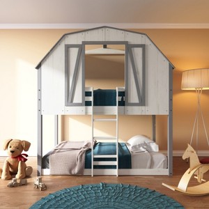 Child Craft Twin Over Twin House Bunk Bed for Kids, Low Wooden Montessori Bunk Bed, Easy Access Ladder to Top Bunk - 1 of 4