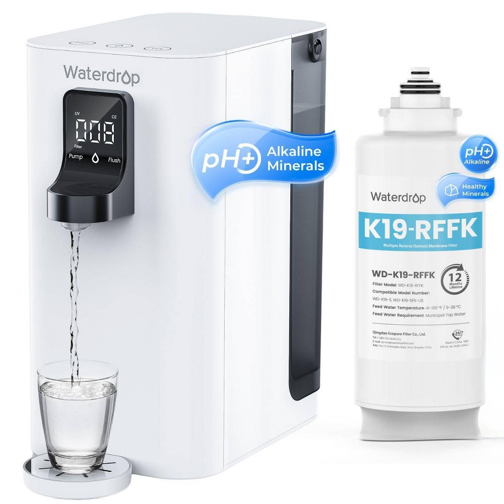 Waterdrop K19-SFK Reverse Osmosis Water Filter Countertop with Extra 1 Replacement Filter