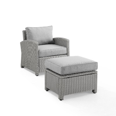 White wicker chair on sale and ottoman set