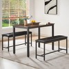 Dining Table Set 3 Piece Kitchen Dining Room Table Set With 2 Dining Benches Farmhouse 4-Person Rectangle Dinette For Living Room Small Space - 2 of 4