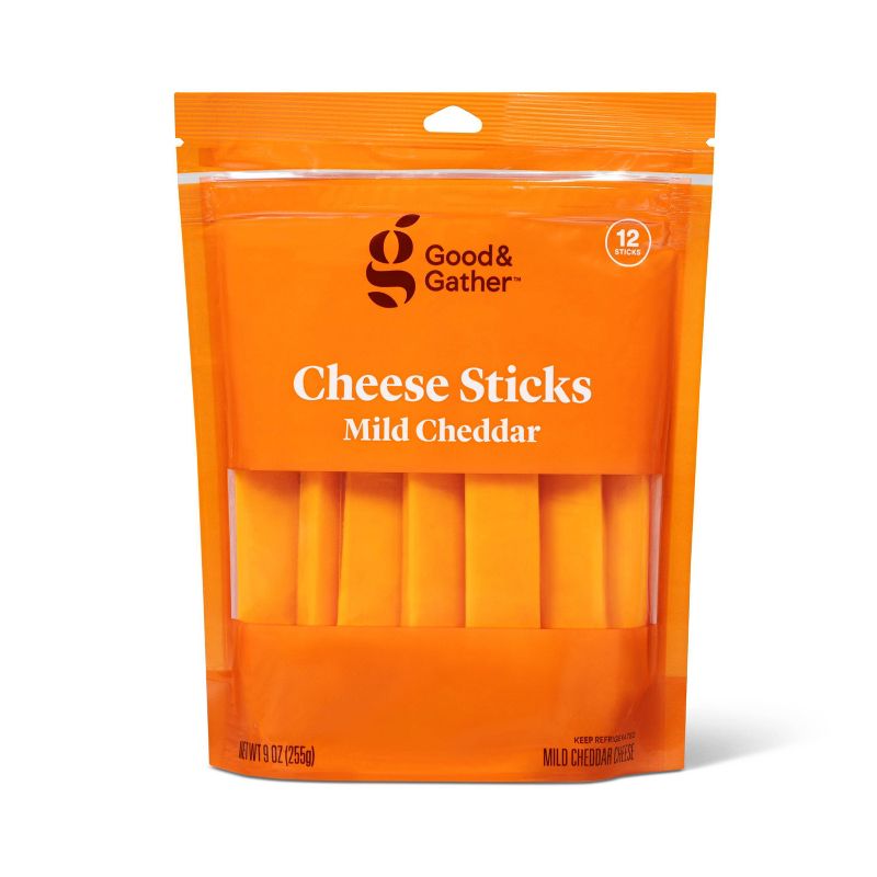 Mild Cheddar Cheese Sticks - 9oz/12ct - Good &#38; Gather&#8482;, 1 of 8