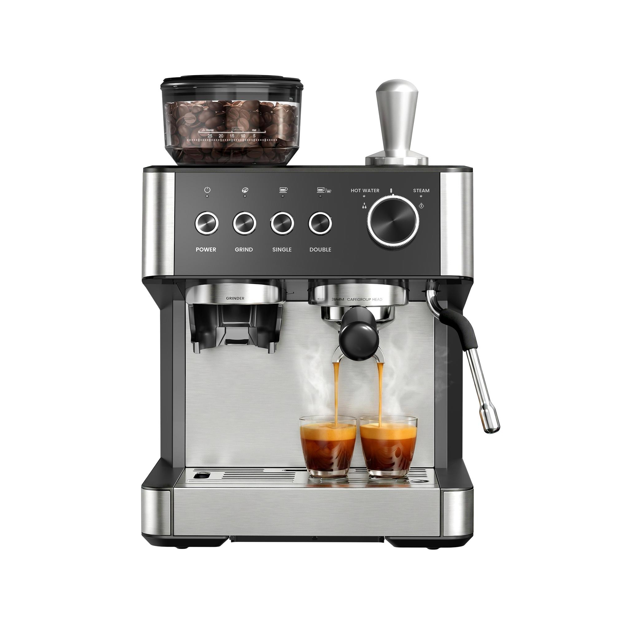 20 Bar Espresso Machines with Grinder, Professional Espresso Maker with Removable Water Tank, Milk Frother Steam Wand for Latte&Cappuccino