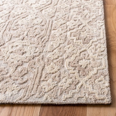 Handmade Abstract Tufted Wool Area Rug, 8' x 10', Beige and Light Brown