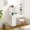 Makeup Vanity Desk with Mirror, Modern Vanity Set with Chair, Make Up Dresser Table with Drawers, Storage Cabinet, Storage Shelves and Jewelry Hooks - 4 of 4