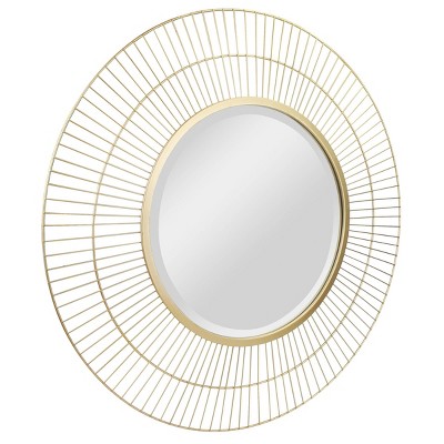 Gold Round Radial Wire Frame Wall Mirror