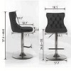 Velvet Swivel Bar Stools Set Of 2, Adjustable Bar Stools Counter-to-Bar Height Stools with Nailhead Trim, Tufted Back, Gold Legs-Maison Boucle - 4 of 4