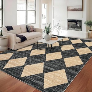 Washable Runner Rug, Modern Checkered Entryway Kitchen Rug Low Pile Soft Trellis Bathroom Carpet Front Door Mat - 1 of 4