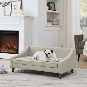 LAOTIES Durable Elevated Dog Sofa Bed,Modern Pet Couch With Comfy Linen,Unique Armrest And Sturdy Legs - 1 of 4