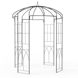 Birdcage Shape Garden Arch Arbors, 8.8 FT Heavy-Duty Wrought Metal Arbor for Climbing Plants, Hanging Hook, French Style Pergola Pavilion for Wedding - 1 of 4